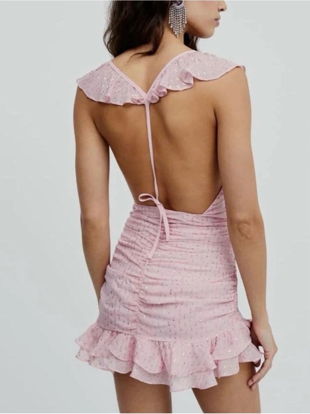 For Love & Lemons Chantal Pink Gold Sequin Mini Dress - Small - Picture 2 of 7